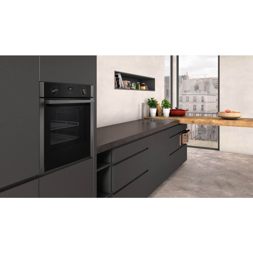 Neff B3ACE4HG0B 59.4cm Built In Electric Single Oven Black with Graphite Trim | Atlantic Electrics