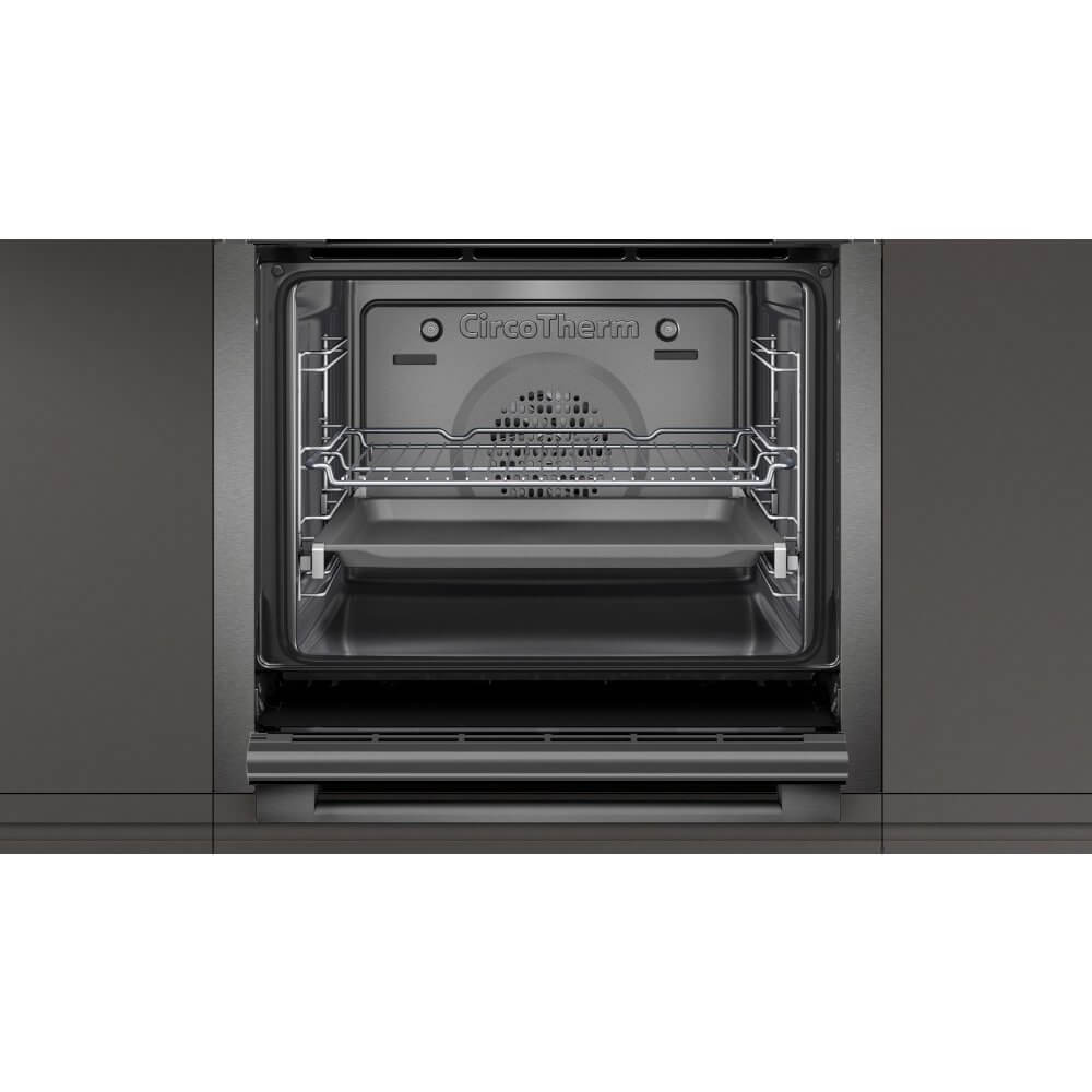 Neff B3ACE4HG0B 59.4cm Built In Electric Single Oven Black with Graphite Trim | Atlantic Electrics