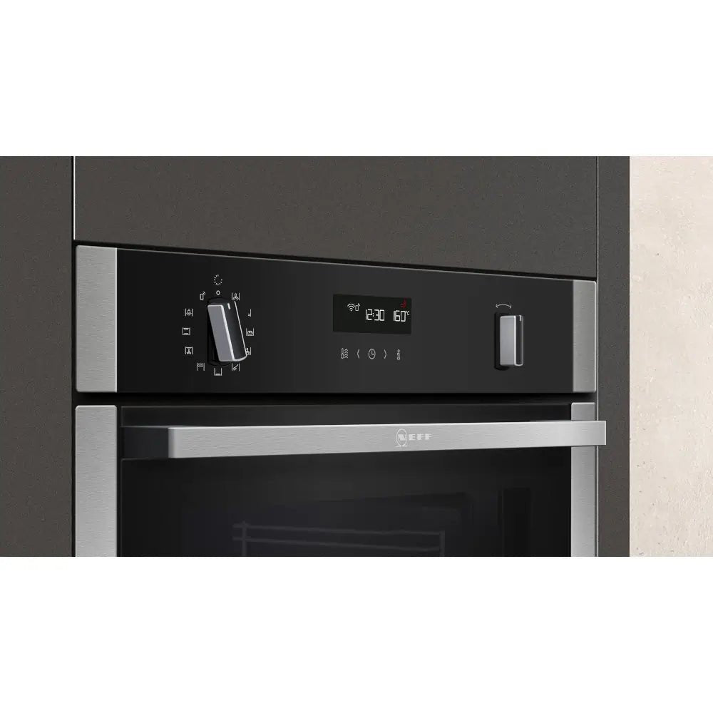 NEFF N50 Slide&Hide B6ACH7HH0B Wifi Connected Built In Electric Single Oven - Stainless Steel | Atlantic Electrics
