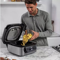 Thumbnail Ninja AG301UK Foodi Health Grill & Air Fryer Black/Stainless Steel - 39478297329887