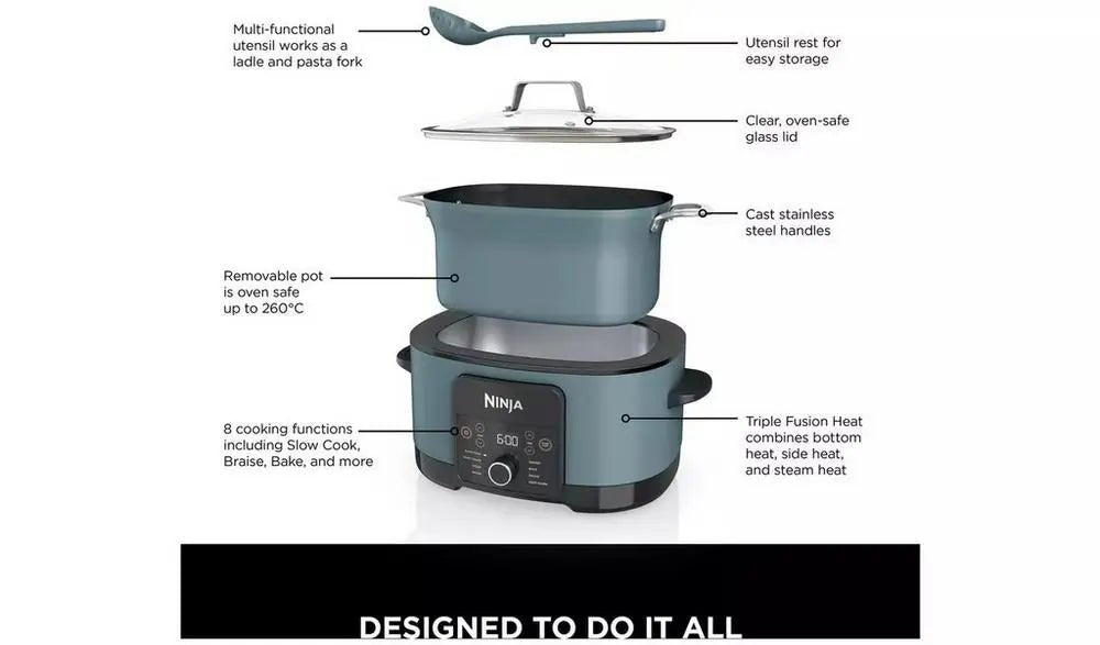 Ninja Foodi PossibleCooker MC1001UK 8-in-1 Slow Cooker/Multi-cooker - Blue | Atlantic Electrics