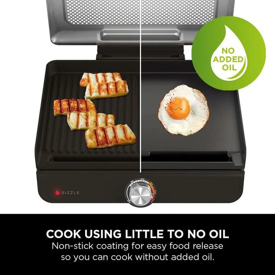 Ninja GR101UK Sizzle Grill & Flat Plate - Black | Atlantic Electrics
