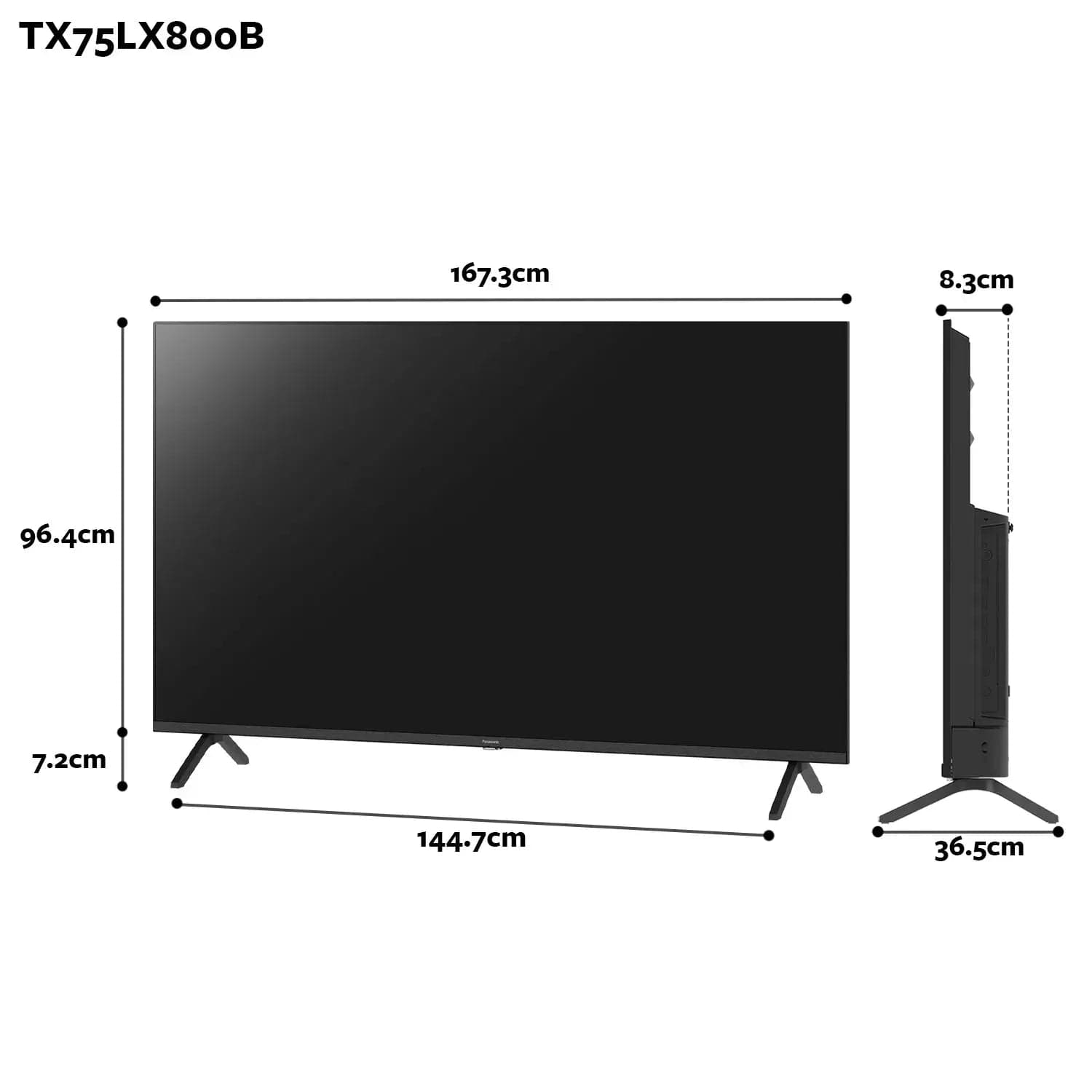 Panasonic TX75LX800B (2022) LED HDR 4K Ultra HD Smart Android TV, 75 inch with Freeview Play & Dolby Atmos, Black | Atlantic Electrics