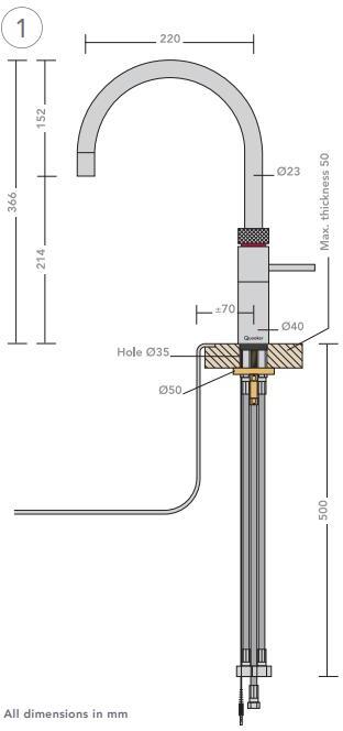 Quooker Fusion Round COMBI 2.2 Black 3 in 1 Boiling Water Tap with 7 Liters Tank | Atlantic Electrics