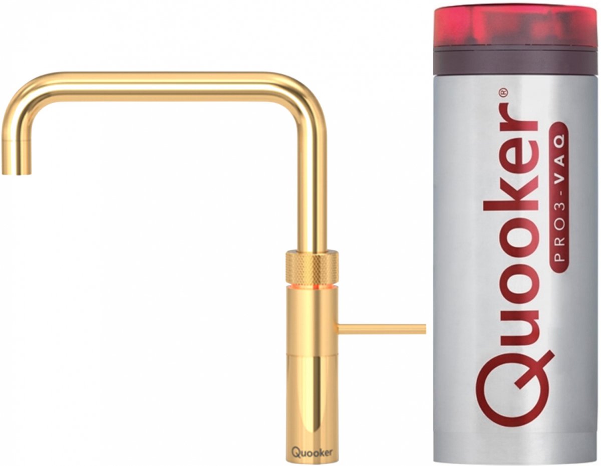 Quooker Fusion Square PRO3 Gold 3 in 1 Boiling Water Tap with 3 Liters Tank | Atlantic Electrics