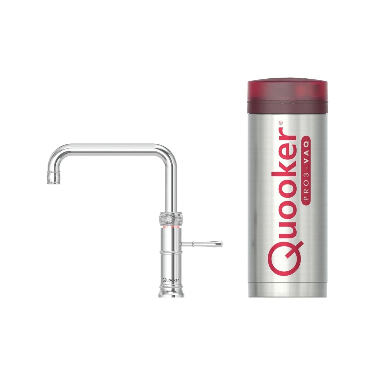 Quooker Classic Fusion Square PRO3 Chrome 3 in 1 Boiling Water Tap with 3 Liters Tank | Atlantic Electrics