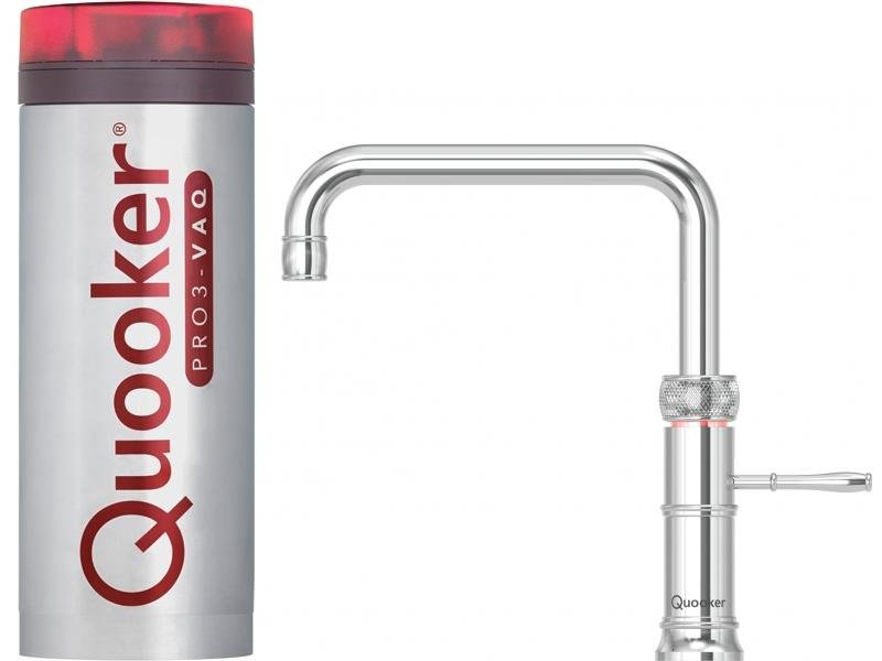 Quooker Classic Fusion Square PRO3 Chrome 3 in 1 Boiling Water Tap with 3 Liters Tank | Atlantic Electrics