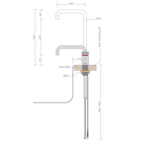 Quooker Nordic Square PRO3 Chrome 3 in 1 Boiling Water Tap with 3 Liters Tank | Atlantic Electrics