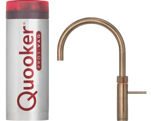 Quooker Fusion Round PRO3 Patinated Brass 3 in 1 Boiling Water Tap with 3 Liters Tank | Atlantic Electrics