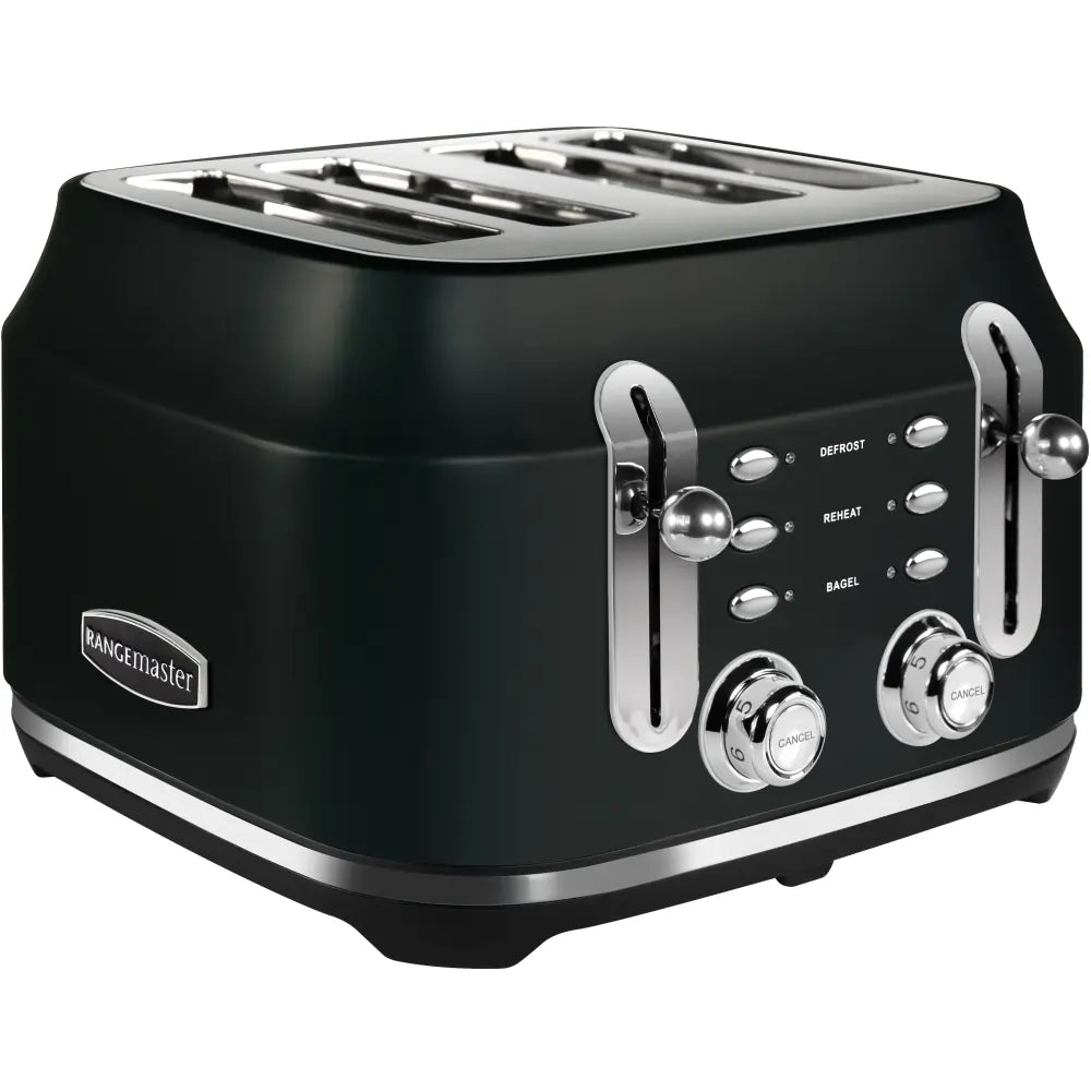 Rangemaster RMCL4S201BK 2100W 4 Slice Toaster - Matte Black | Atlantic Electrics