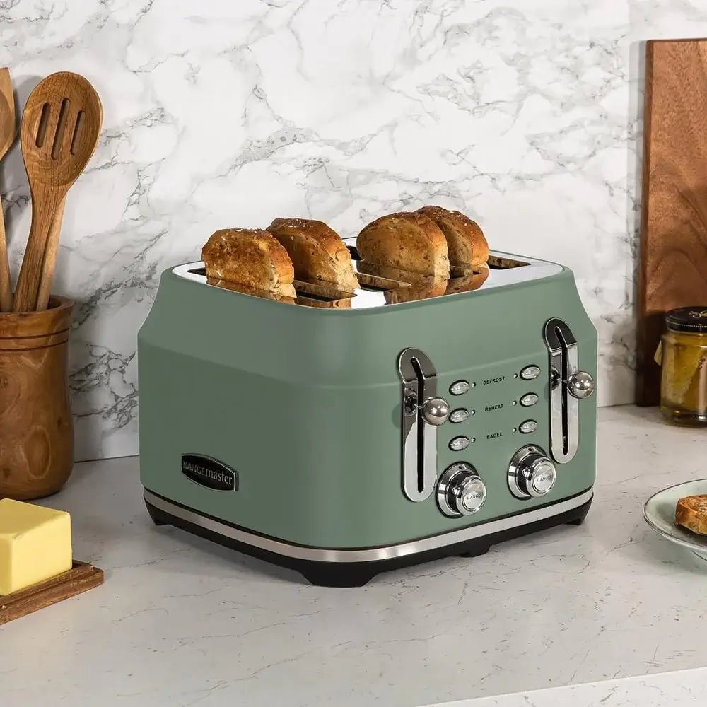 Rangemaster RMCL4S201MG 2100W 4 Slice Toaster - Mineral Green | Atlantic Electrics