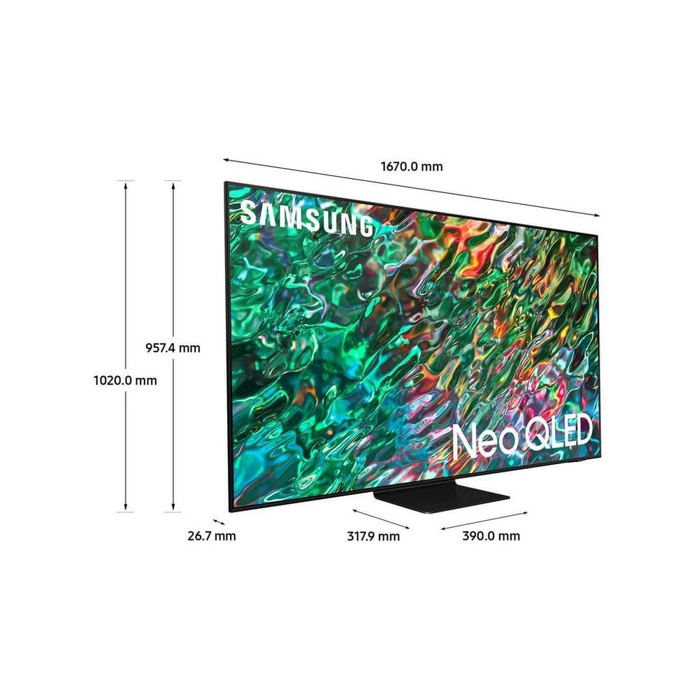 Samsung QE75QN90B (2022) 75" Neo QLED 4K HDR Smart TV, 167cm Wide - Sand Black | Atlantic Electrics