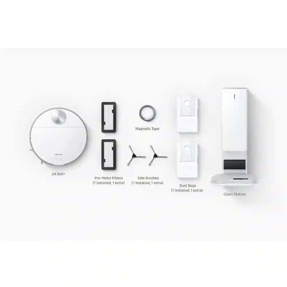 SAMSUNG Jet Bot+ VR30T85513W/EU Robot Vacuum Cleaner with built-in Clean Station - Misty White | Atlantic Electrics