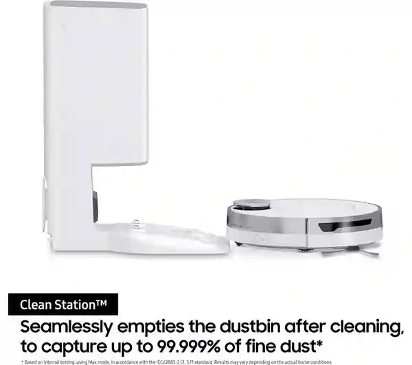 SAMSUNG Jet Bot+ VR30T85513W/EU Robot Vacuum Cleaner with built-in Clean Station - Misty White | Atlantic Electrics