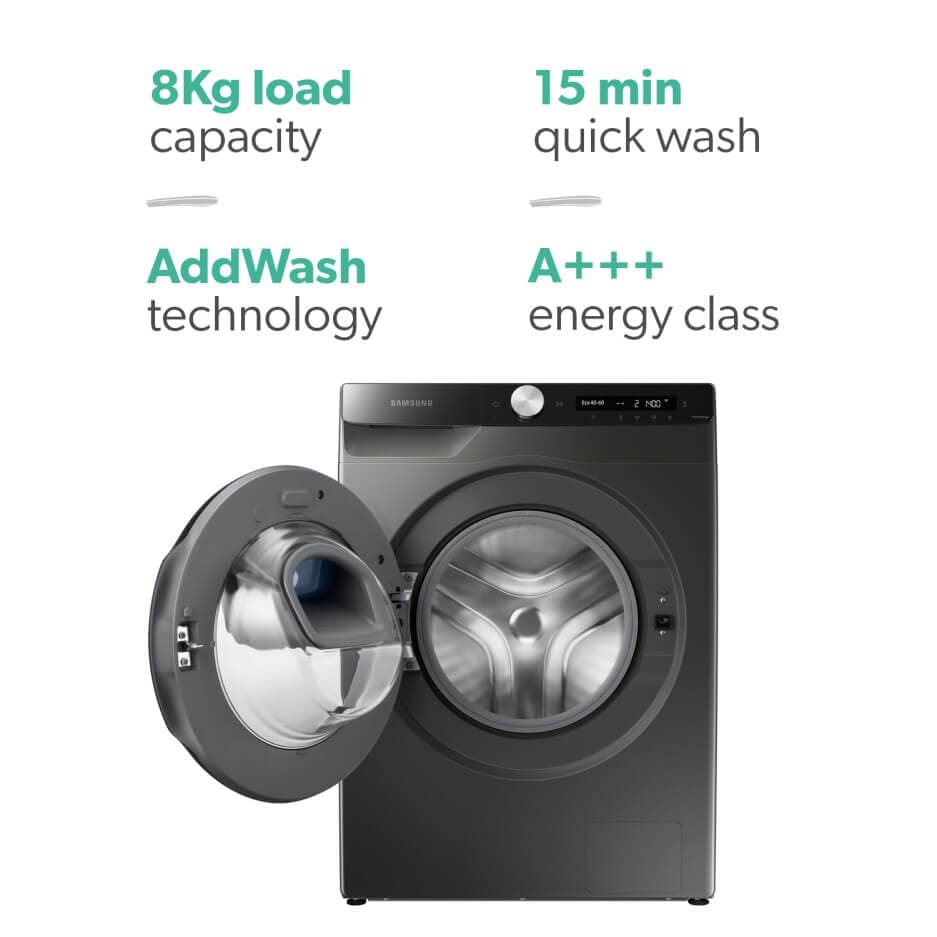 Samsung WW90T554DAX 9kg Washing Machine with AddWash - Graphite | Atlantic Electrics