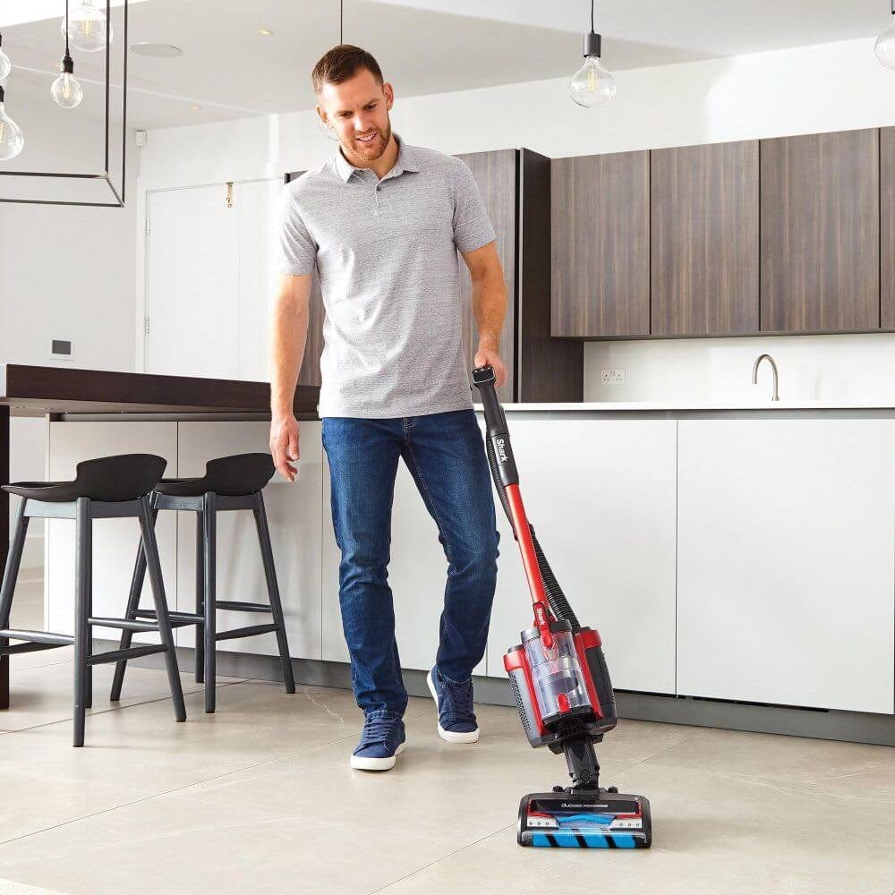 Shark ICZ300UK Cordless Upright Vacuum Cleaner with Anti Hair Wrap, 60 Minute Run Time Battery, DuoClean Floorhead, Powered Lift-Away, LED Headlights, Dusting Brush, Crevice & Upholstery Tools, Red | Atlantic Electrics