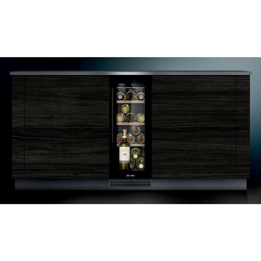 Siemens 30cm Wide iQ500 Built Under Wine Cabinet, Black Holds 21 bottles of wine | Atlantic Electrics