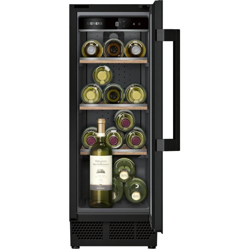 Siemens 30cm Wide iQ500 Built Under Wine Cabinet, Black Holds 21 bottles of wine | Atlantic Electrics