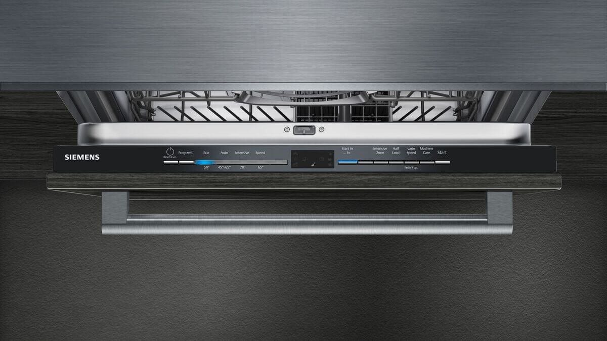 Siemens IQ-100 SN61IX12TG Wifi Connected Fully Integrated Standard Dishwasher - Black Control Panel | Atlantic Electrics