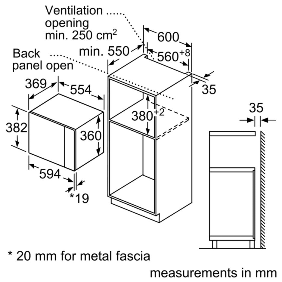 Siemens iQ500 BF555LMS0B 25L 900W Built-In Microwave - Stainless Steel | Atlantic Electrics