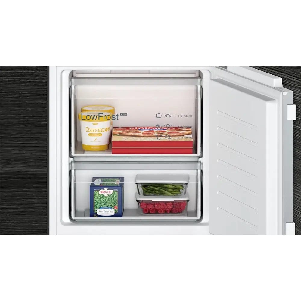 Siemens KI87VVFE0G iQ300 Built-In Fridge Freezer with Freezer at Bottom, 70/30 Split, Flat Hinge - 54.1cm Wide | Atlantic Electrics
