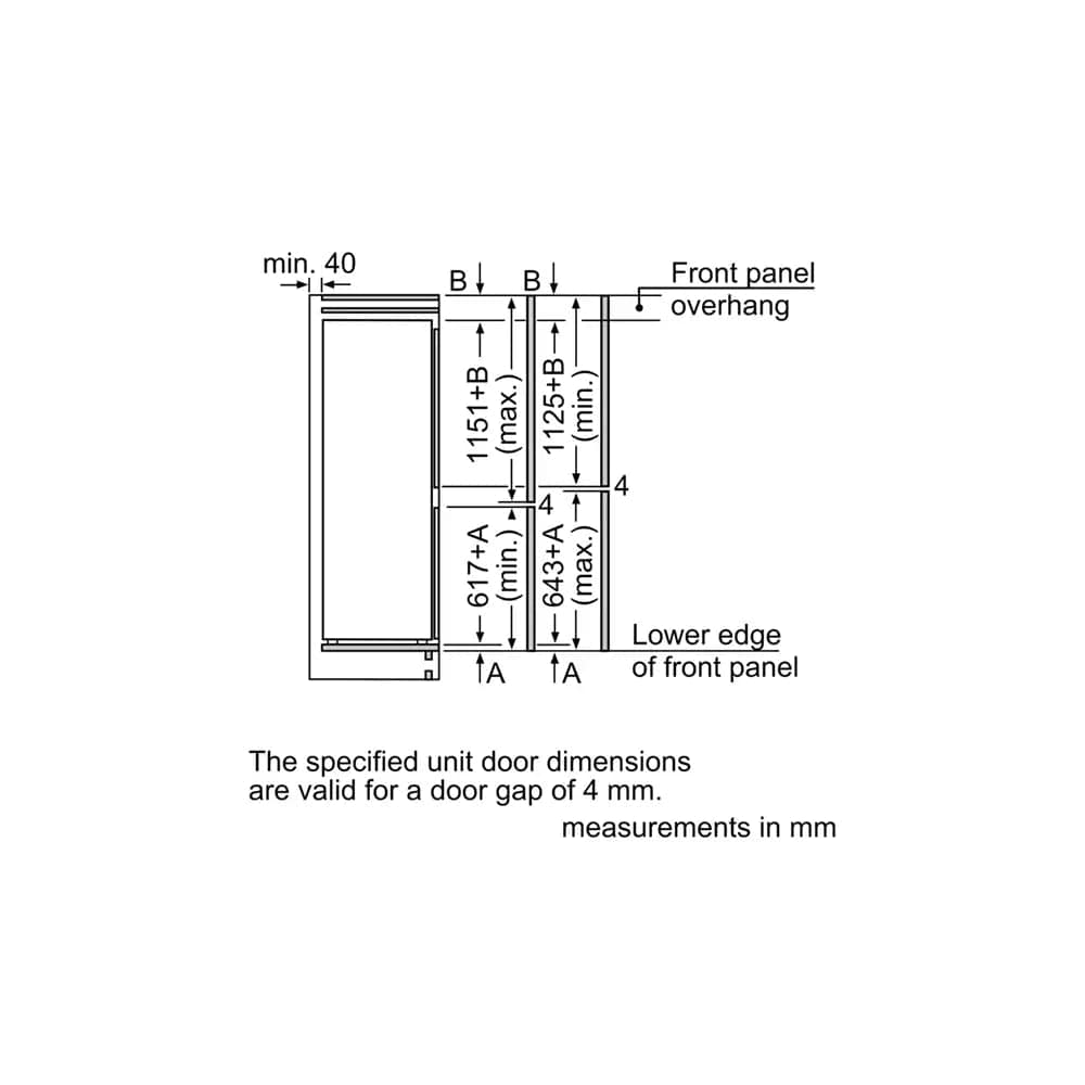 Siemens KI87VVFE0G iQ300 Built-In Fridge Freezer with Freezer at Bottom, 70/30 Split, Flat Hinge - 54.1cm Wide | Atlantic Electrics