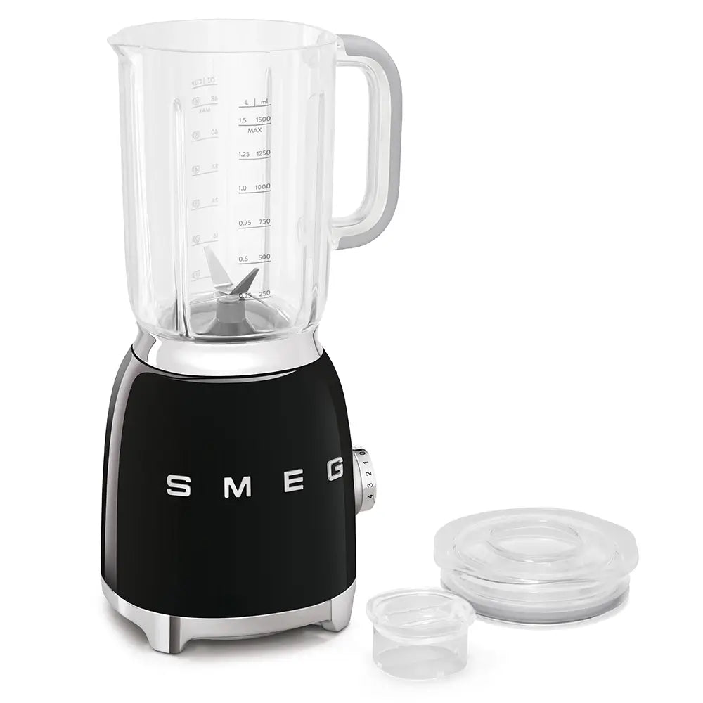 Smeg BLF01BLUK 1.5 Litre 50's Style Jug Blender, 800W, 19.7cm Wide - Black | Atlantic Electrics