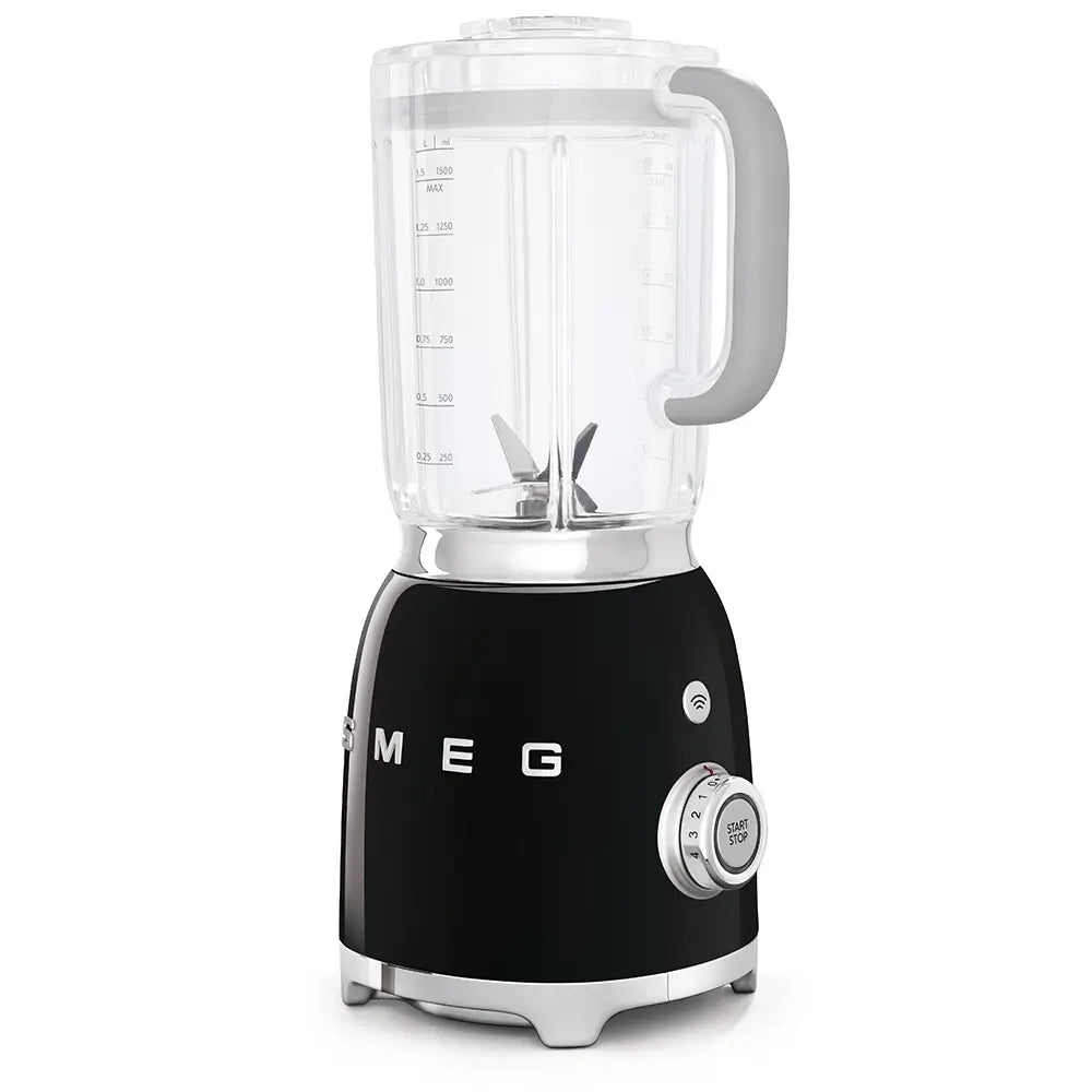 Smeg BLF01BLUK 1.5 Litre 50's Style Jug Blender, 800W, 19.7cm Wide - Black | Atlantic Electrics
