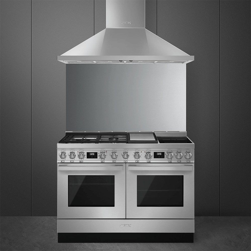 Smeg CPF120IGMPX Portofino Aesthetic Cooker with Mixed Hob, 120cm Wide - Stainless Steel | Atlantic Electrics