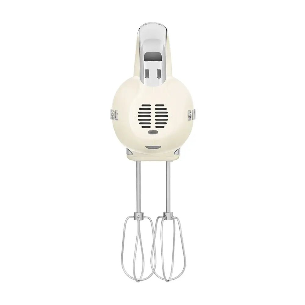Smeg HMF01CRUK 50's Style Lightweight Electric Hand Mixer, Includes 2 Dough Hooks, 2 Optimus Whisks and 2 Wire Whisks - Cream | Atlantic Electrics