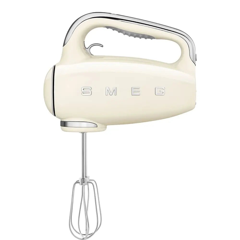 Smeg HMF01CRUK 50's Style Lightweight Electric Hand Mixer, Includes 2 Dough Hooks, 2 Optimus Whisks and 2 Wire Whisks - Cream | Atlantic Electrics