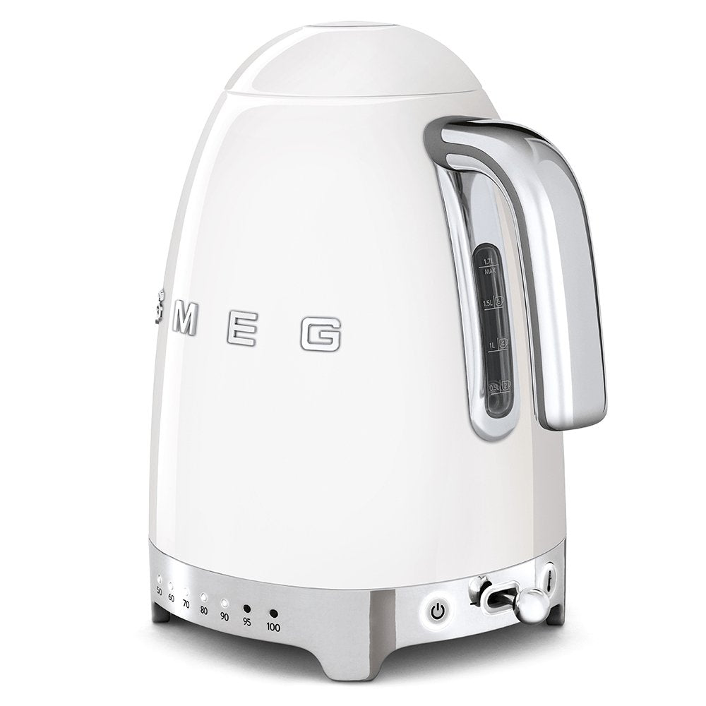 SMEG KLF04WHUK 1.7 Litre 50's Style Kettle, 22.6cm Wide - White | Atlantic Electrics