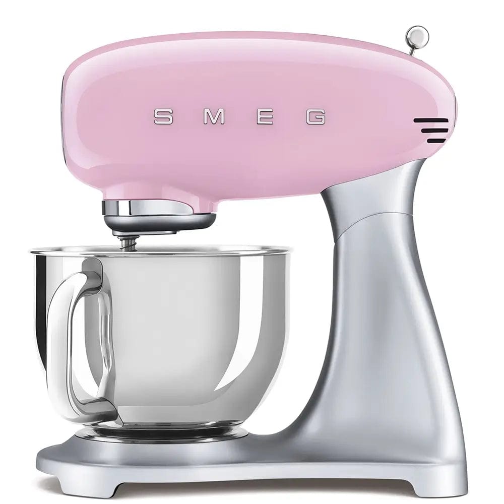 Smeg SMF02PKUK 50's Style Stand Mixer, 4.8 Litre Bowl Capacity, 10 Speeds, 40.5cm Wide - Pink | Atlantic Electrics
