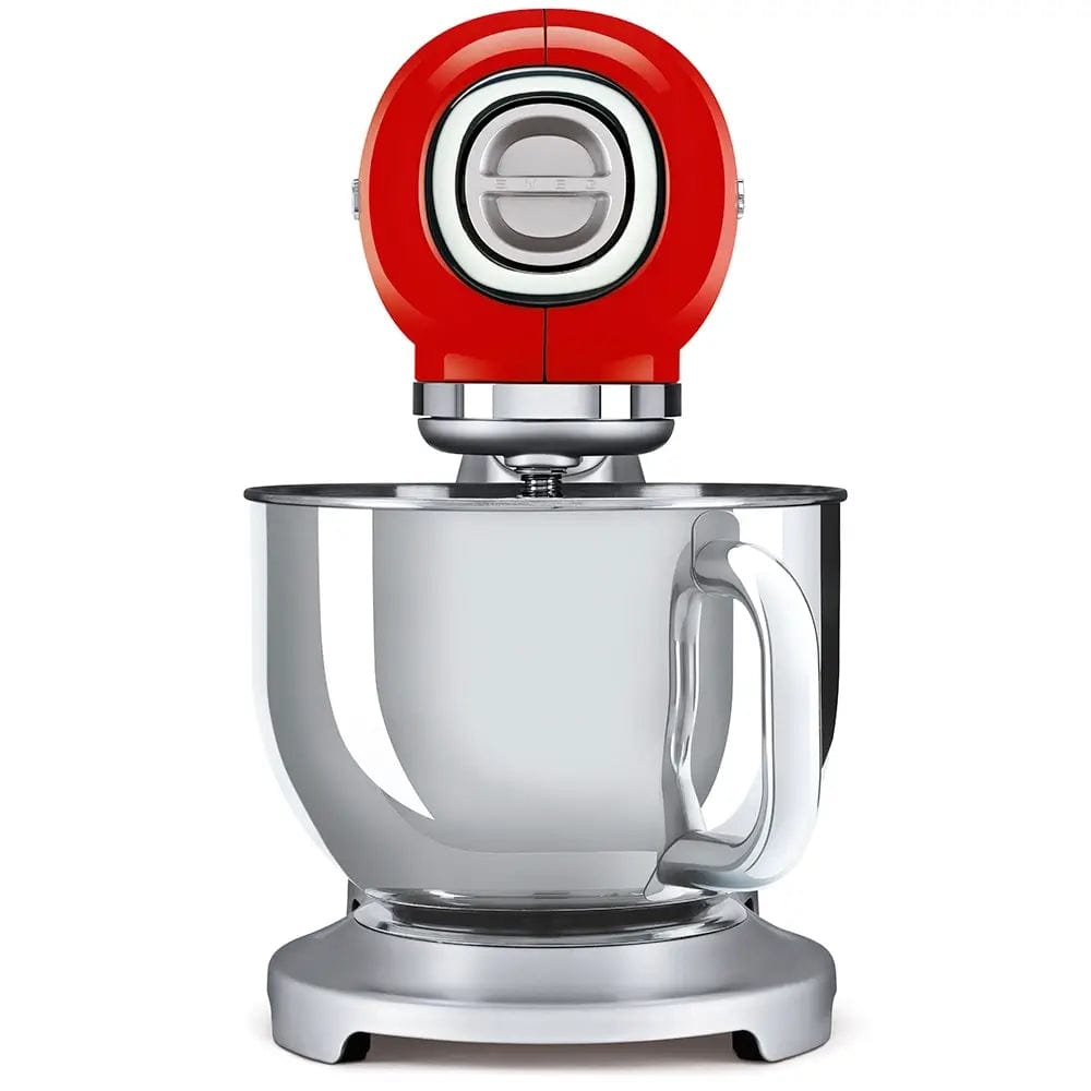Smeg SMF02RDUK 50's Style Stand Mixer, 4.8 Litre Bowl Capacity, 10 Speeds, 40.5cm Wide - Red | Atlantic Electrics