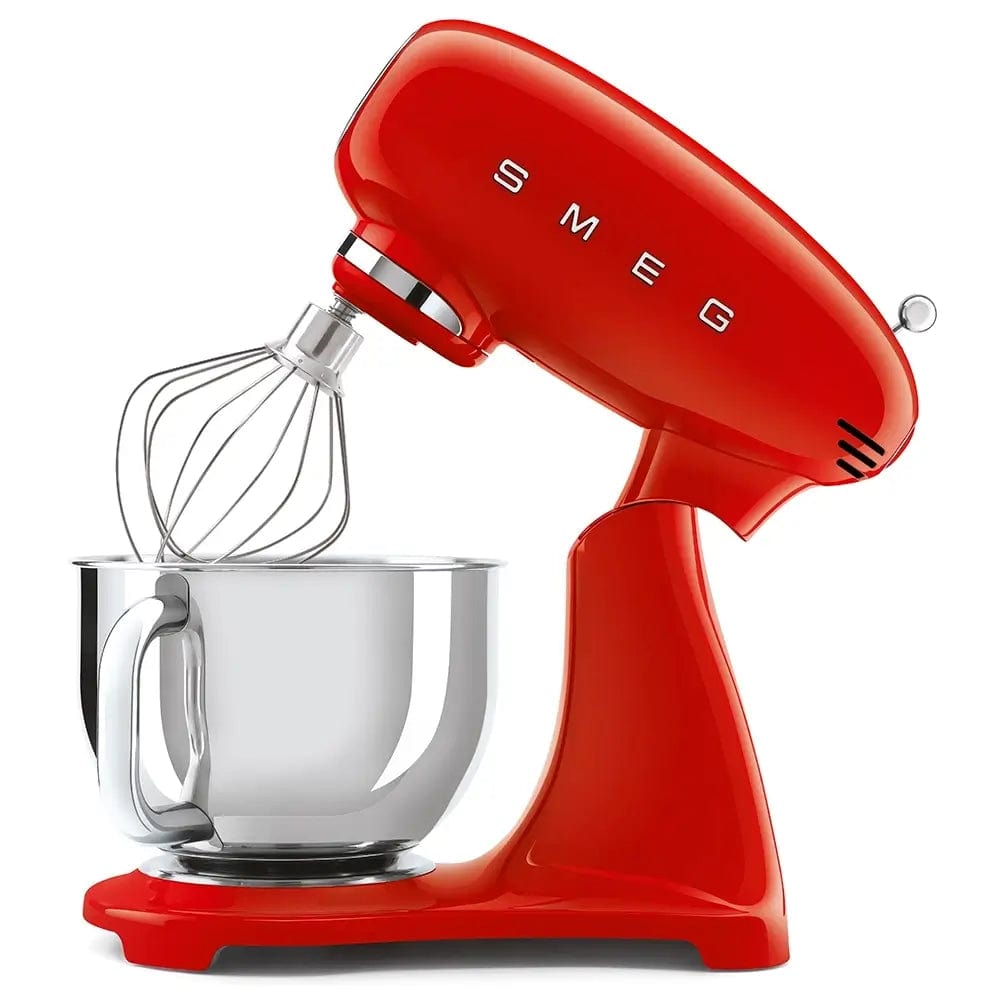 Smeg SMF03RDUK 50's Style Stand Mixer, 4.8 Litre Bowl Capacity, 10 Speeds, 40.5cm Wide - Red | Atlantic Electrics