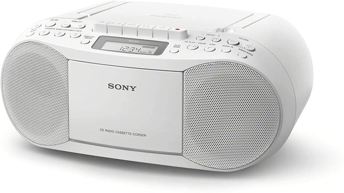 Sony CFDS70WCEK Tape-CD-Radio Boom Box 2 x 1.7w RMS 30 Radio Presets | Atlantic Electrics