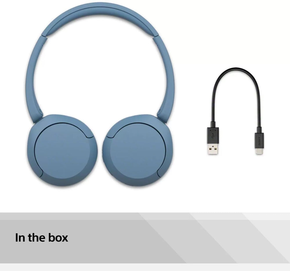 Sony WHCH520 Bluetooth Wireless On-Ear Headphones with Mic/Remote, Blue | Atlantic Electrics - 39666247368927 