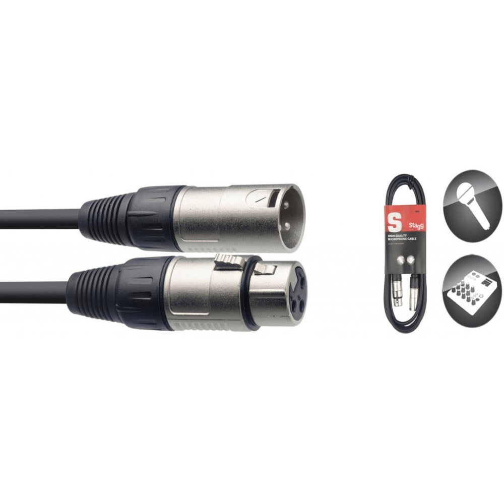 Stagg SMC6 XLR Microphone Cable XLR-XLR Male-Female 6m,20ft Black | Atlantic Electrics - 40800917487839 