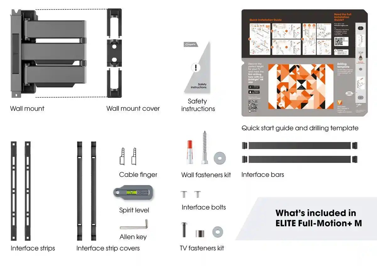 Vogel Elite TVM5445 Full Motion TV Wall Mount for 32" - 65" TVs Max 35 KG - Black | Atlantic Electrics