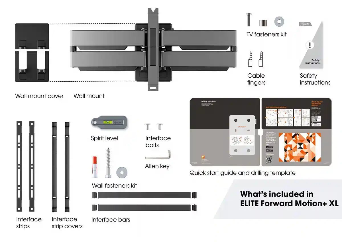 Vogel TVM5855 Full Motion TV Wall Mount for 55" - 100" TVs Max 75 Kg - Black | Atlantic Electrics