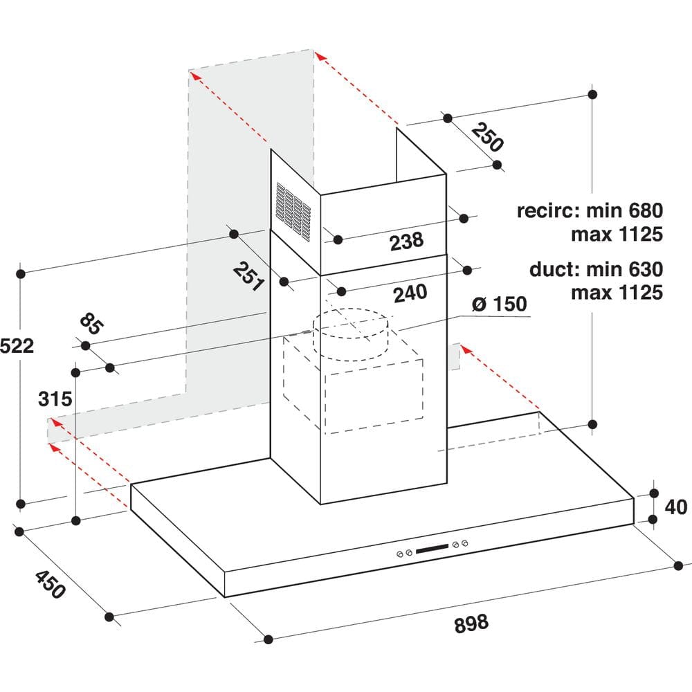 Whirlpool Absolute WHBS93FLEX 90cm Cooker Hood Stainless Steel | Atlantic Electrics