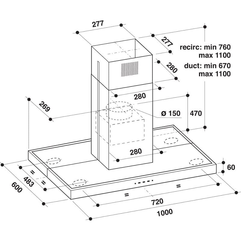 WHIRLPOOL AKR504UK IX Built-In Cooker Hood in Stainless Steel | Atlantic Electrics