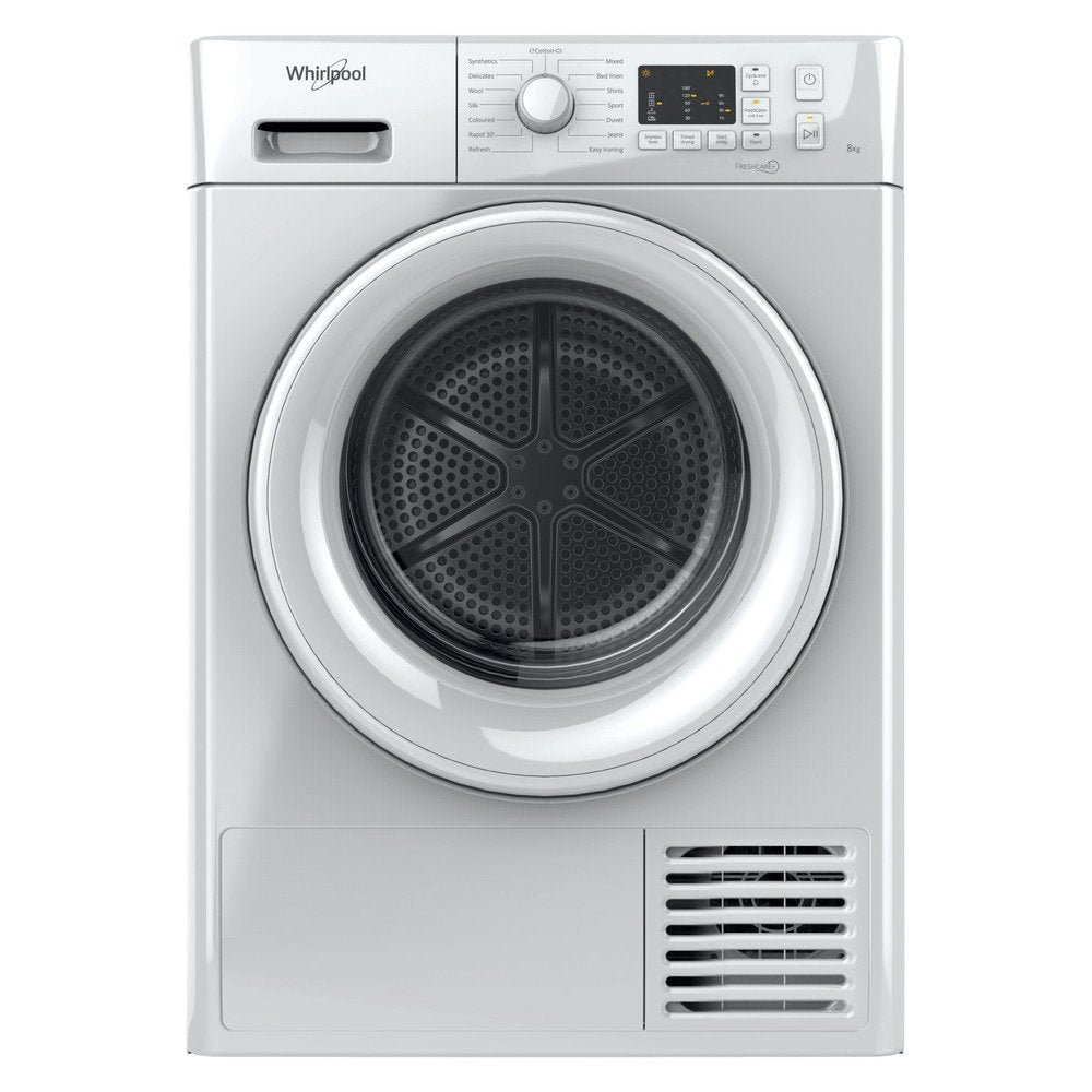 Whirlpool FTCM108B 8kg Freestanding Condenser Tumble Dryer 59.5cm Wide - White | Atlantic Electrics