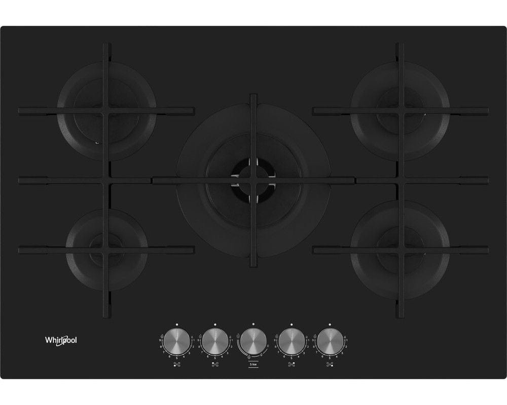 Whirlpool GOWL758NB 75cm 5 Burner Gas Hob - Black | Atlantic Electrics