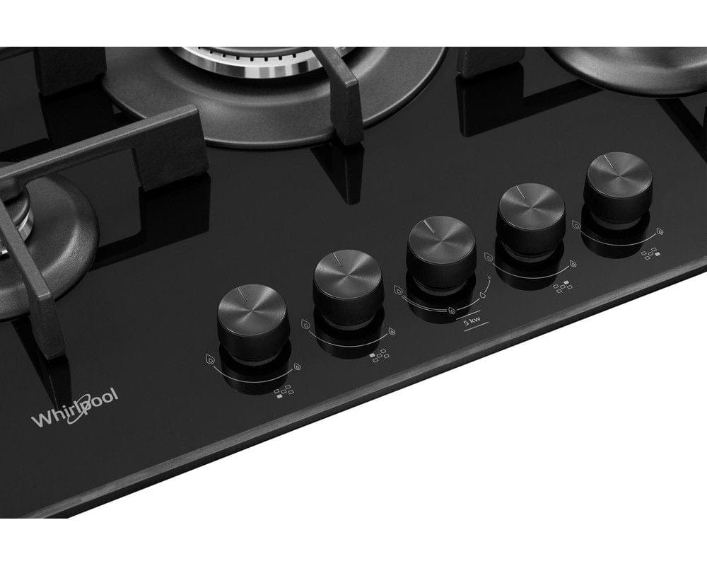Whirlpool GOWL758NB 75cm 5 Burner Gas Hob - Black | Atlantic Electrics
