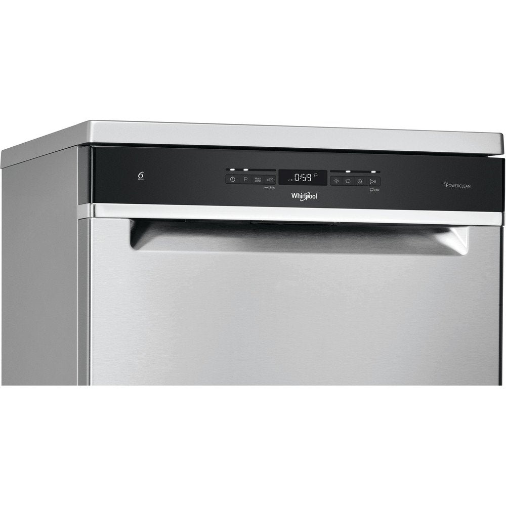 Whirlpool Supreme Clean WFO3O41PLXUK Freestanding Dishwasher, 14 Place Settings, 60cm Wide - Stainless Steel | Atlantic Electrics