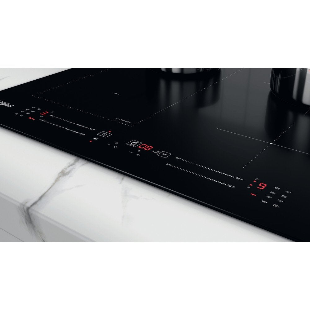 Whirlpool WLS7960NE 59cm Wide Built-In Induction Hob, 4 Zones, With Flexicook - Black | Atlantic Electrics