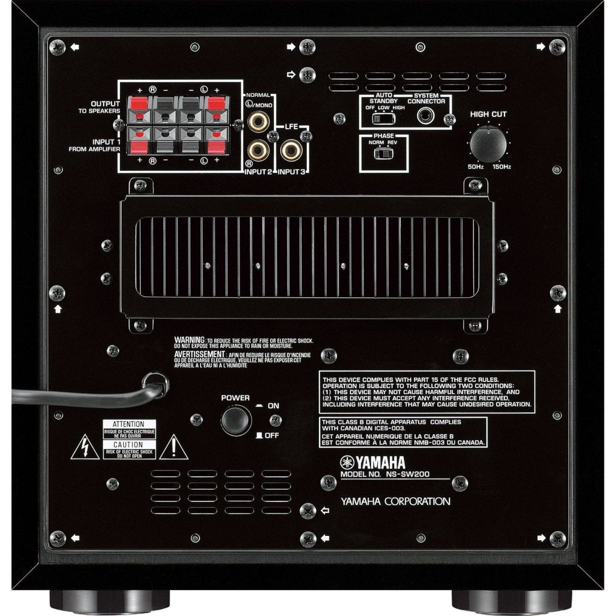 Yamaha NSSW200PBB 130W Powered Subwoofer with 8 inch woofer - Piano Black | Atlantic Electrics