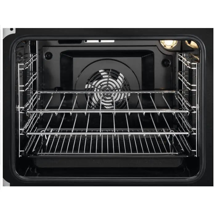 Zanussi ZCK66350BA Dual Fuel Double Oven Cooker with Gas Hob- Black | Atlantic Electrics