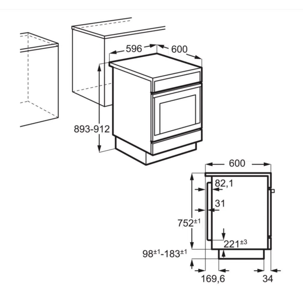 Zanussi ZCK66350BA Dual Fuel Double Oven Cooker with Gas Hob- Black | Atlantic Electrics